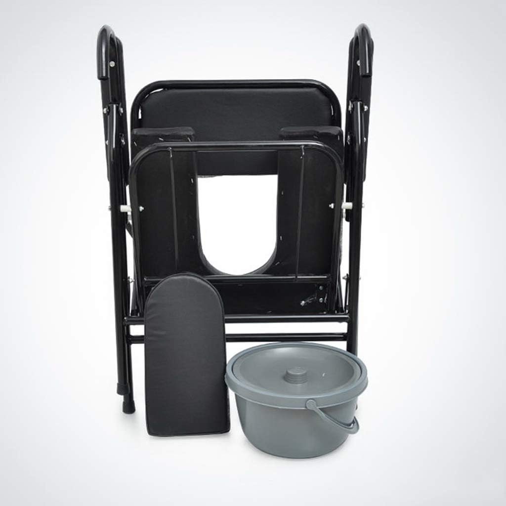 Extra Wide, Folding Toilet Chair with Padded Cushion Handles and Bucket - Heavy Duty Bedside Commode Seat for Seniors and Disabled