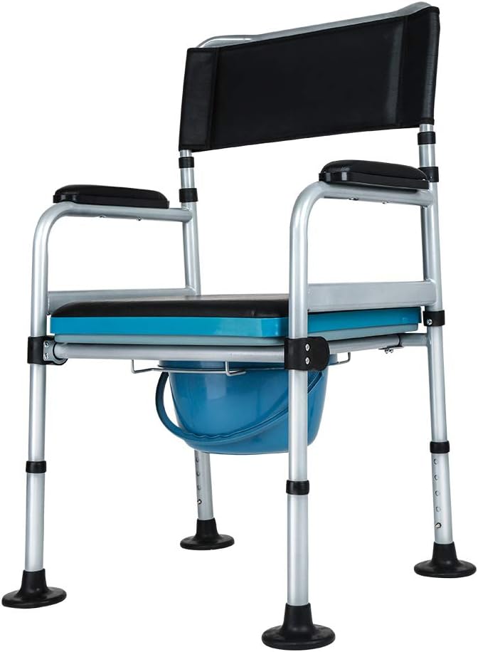 3 in 1 Homecare Commode Chair Toilet Seat Riser Shower Bench Pregnant Bath Stool with Ultra-Premium Padded Height Adjustable for Seniors, Disabled