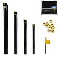 OSCARBIDE Boring Bars 1/2'x7',5/8'x8',3/4'x10' 4 Pieces,1'x12', Indexable Boring Bar Set, Right-Hand Sclcr Boring Bars with 14 Pieces CCMT09T304(CCMT32.5) Carbide Inserts