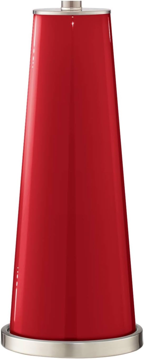 Color + Plus Leo Modern Table Lamps 29 1/2' Tall Set of 2 Ribbon Red Glass Tapered Column Plain White Drum Shade Decor for Bedroom Living Room House Home Bedside Nightstand Office Family