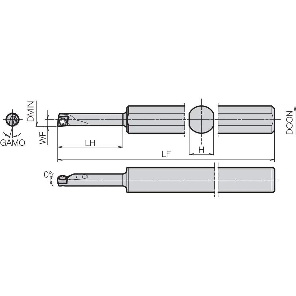 Kyocera S10HSCLCR0305AE Right-Hand, Positive Rake, Dynamic Bar Boring Bar with 5 Degree Lead Angle and 5.00mm Minimum Bore Dia.