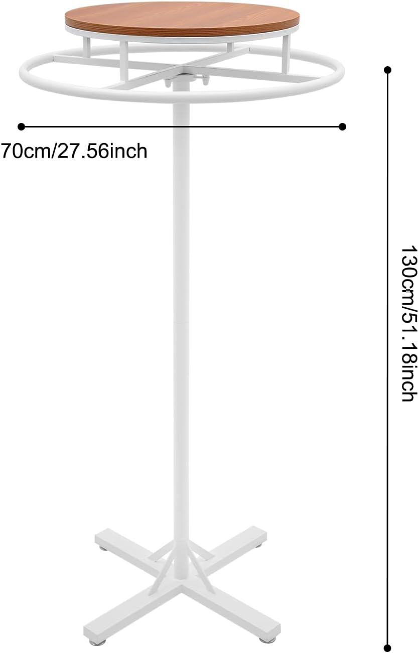 Round Garment Racks for Hanging Clothes 360° Rotary Clothes Display Rack 27.56' Diameter Freestanding Retail Display Stand Commercial Clothing Organizer Clothes Shelf for Retail Boutiques (White)