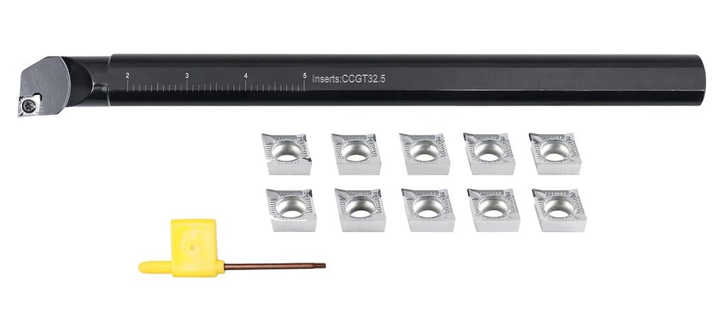 Accusize Industrial Tools 1'' by 12'' Rh Sclcr Indexable Boring Bar with Inserts Cutting Aluminum, P252-S507ins