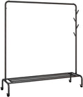 Heavy-Duty Rolling Garment Rack with Wheels, Side Hooks & Storage Shelf, High Capacity Organizer for Bedroom & Laundry Room