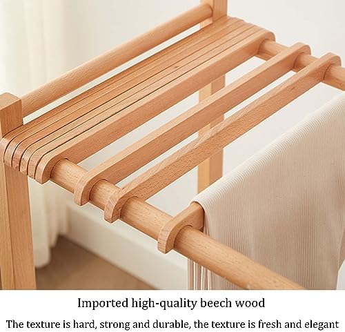 Wooden Rolling Trousers Rack with Wheels – Freestanding Metal Garment Organizer for Bedroom & Laundry Room – Multi-Functional Hanger for Pants, Skirts & Scarves