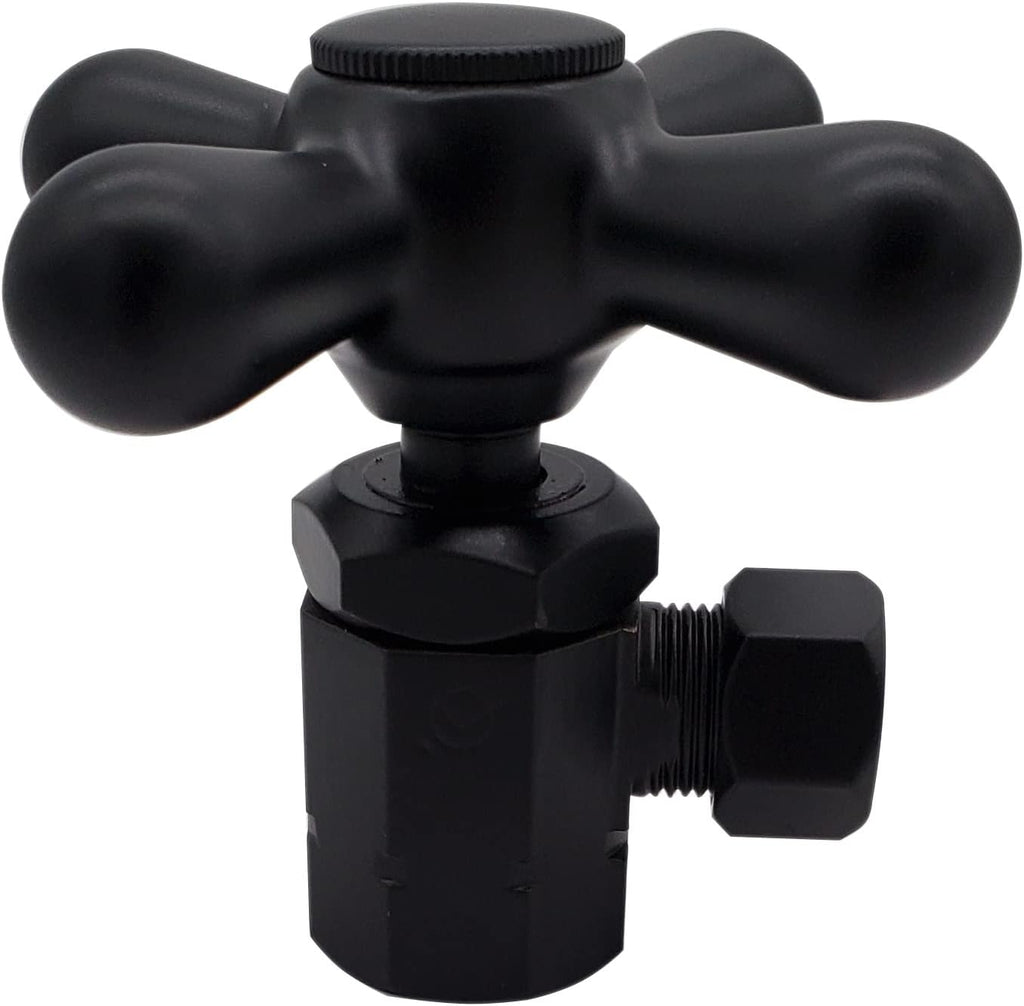 Westbrass D103K12X-62 1/2' IPS' x 3/8' OD x 12' Corrugated Riser Supply Line Kit with Cross Handle Angle Supply Shut Off Valve for Faucet and Toilet, Matte Black