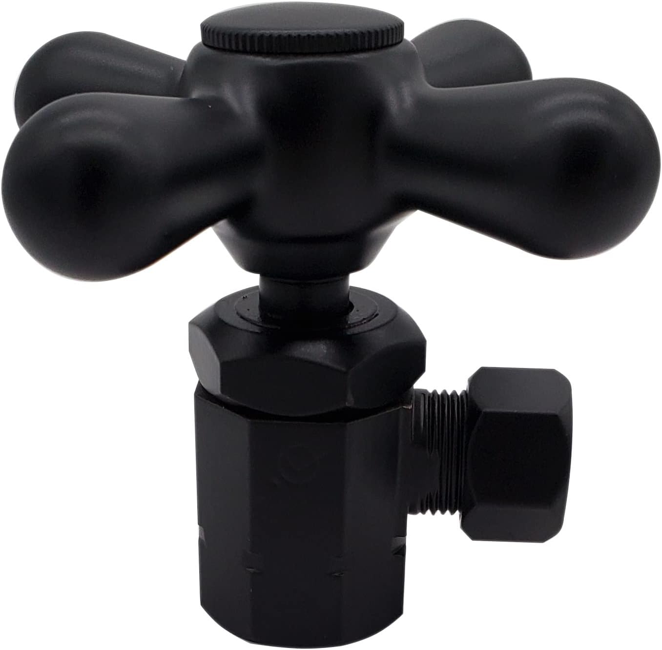 Westbrass D103K12X-62 1/2' IPS' x 3/8' OD x 12' Corrugated Riser Supply Line Kit with Cross Handle Angle Supply Shut Off Valve for Faucet and Toilet, Matte Black