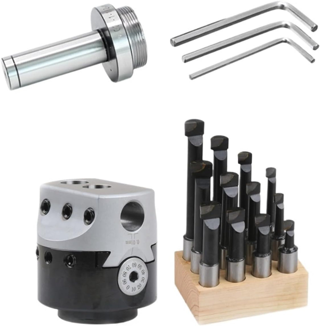 1pc -F1 2/3/4 inch 50/75/100mm F1 Type Boring Head 12/18/25mm Lathe Boring Bar Milling Holder For Milling Machine Tools + Hex Wrenche(R8(7-16) Tool Holder)