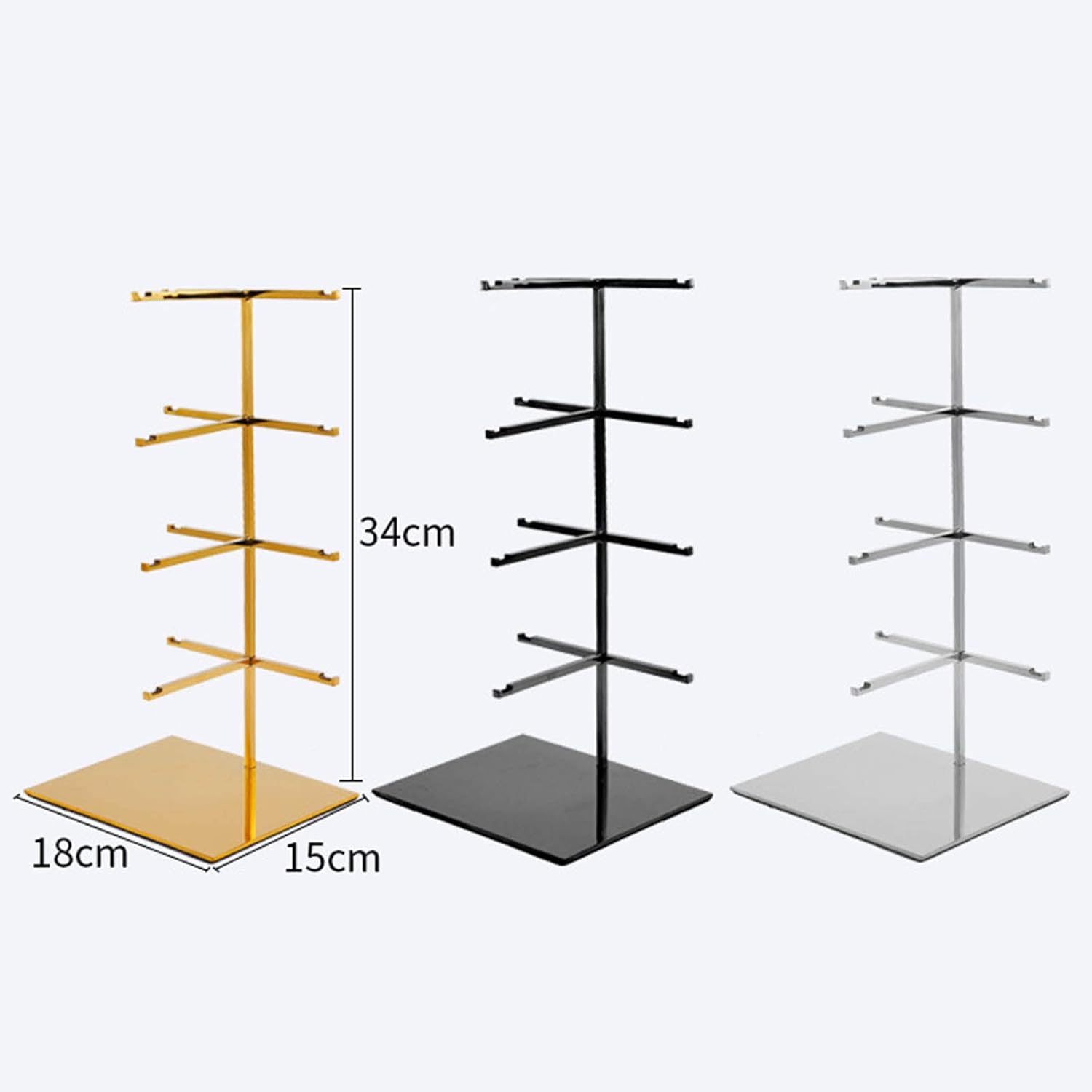 Stainless Steel Sunglasses Display Stand,Retail Tabletop Eyeglass Holder Multiple Eyewear Hanging Racks,Spectacle Organizer Glasse Showcase (Black 4 Layers)