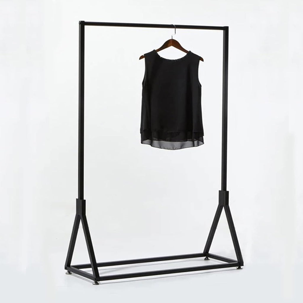 Modern Simple Heavy Duty Metal Rolling Clothing Garment Rack with Wheel,Creative Commercial Wedding Dress Display Shelf,Single Rod Floor-Standing Clothes Hangers (Black without Wood, 47.2' L)