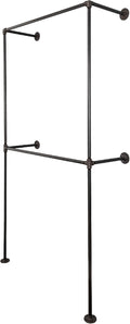 PIPE DECOR 2-Tier Wall Mounted Industrial Pipe Clothing Rack, 38.5 in W x 78.5 in H, Matte Black Pipe, Fittings and Flanges, Industrial Design and Look for Home, Retail or Commercial Use