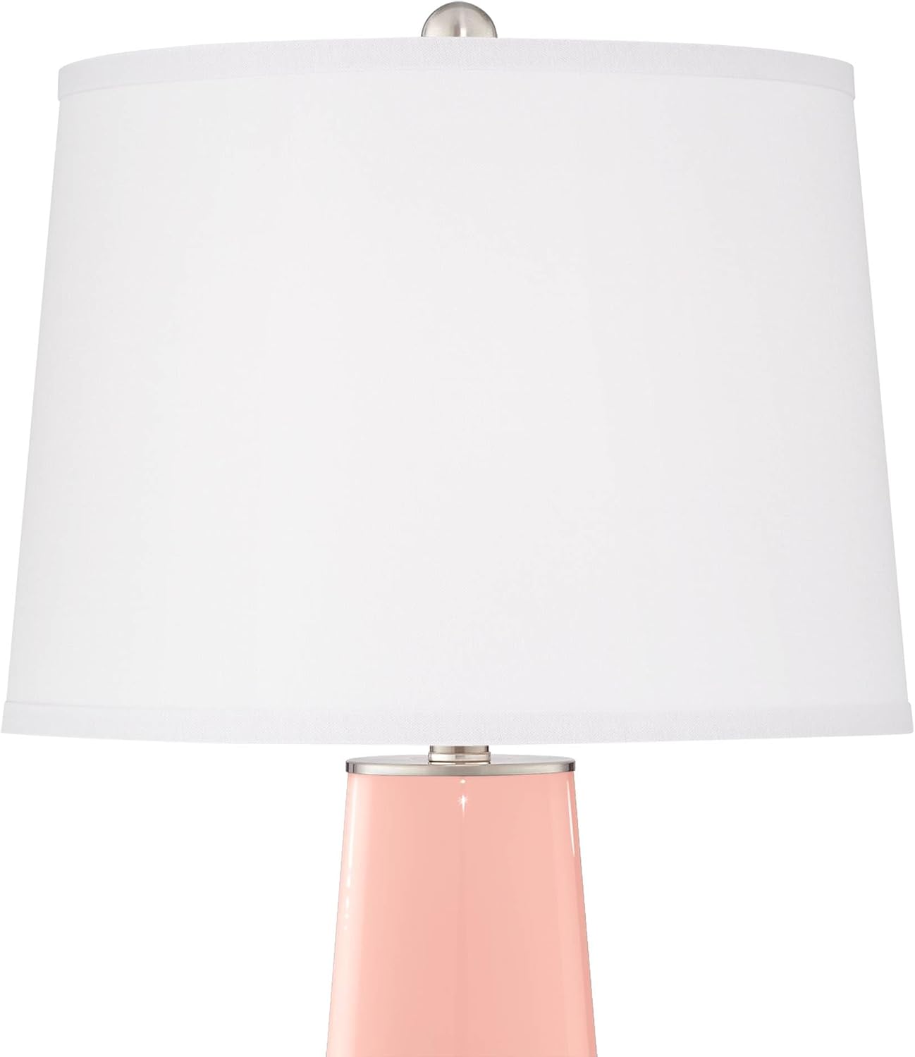 Color + Plus Leo 29 1/2' Tall Cylinder Modern End Table Lamps Set of 2 Rose Pink Brushed Nickel Finish Glass Fabric White Shade Living Room Bedroom Bedside Nightstand House Office Home Reading