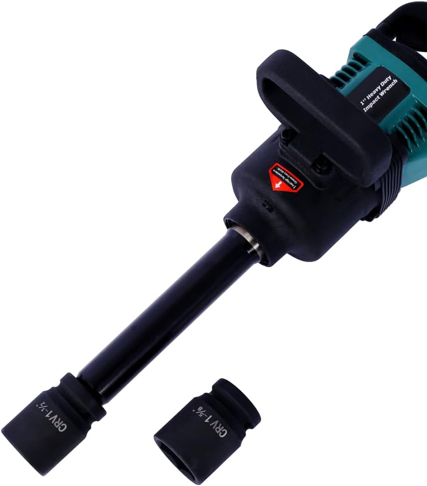 1-Inch Air Impact Wrench, High Torque Pneumatic Impact Gun for Heavy-Duty Truck & Tire Repair, Industrial Long Shank Wrench with 38mm & 41mm Sockets, 3-Speed Adjustable, 1/2' NPT Air Inlet