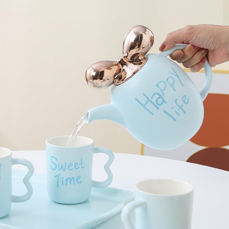 Beverage Serveware Ceramic water set tea set living room water cup coffee cup home cup set new elegant tea set Water Carafe(Blue)