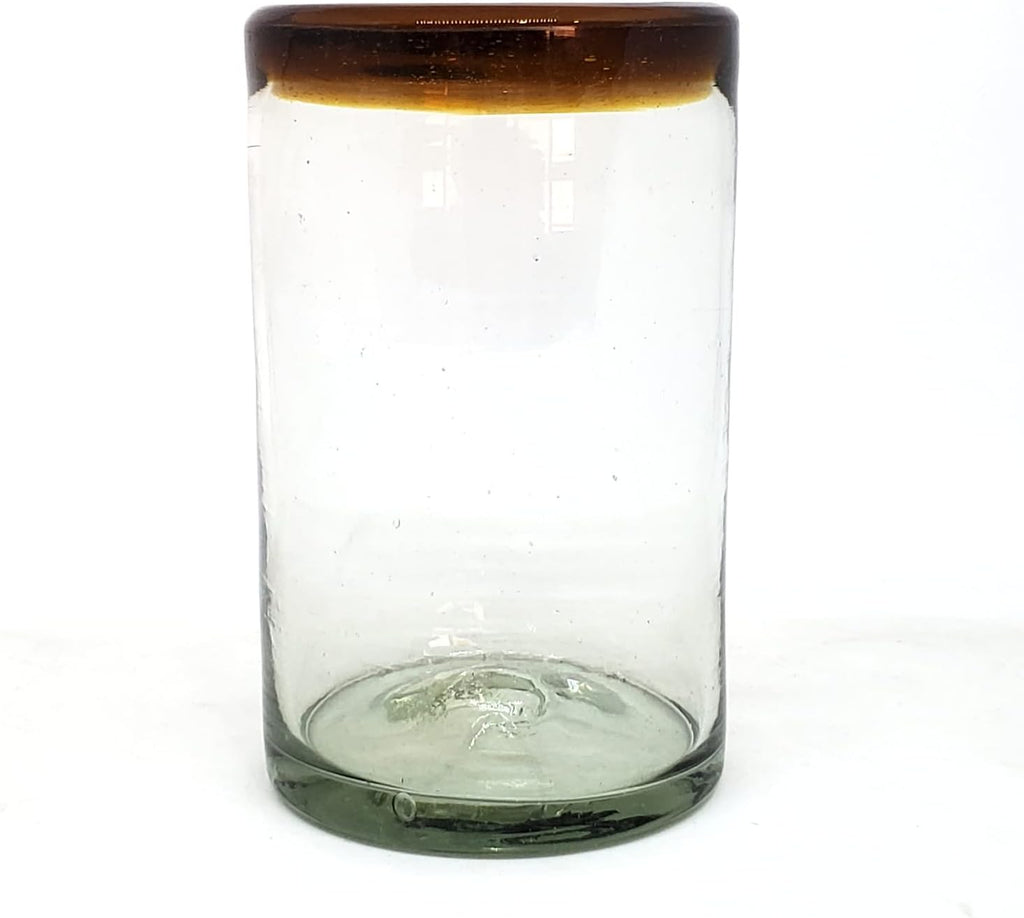 Amber Rim 120 oz Pitcher and 6 Drinking Glasses set, Recycled Glass, Lead-free, Toxin-Free (Pitcher & Glasses)