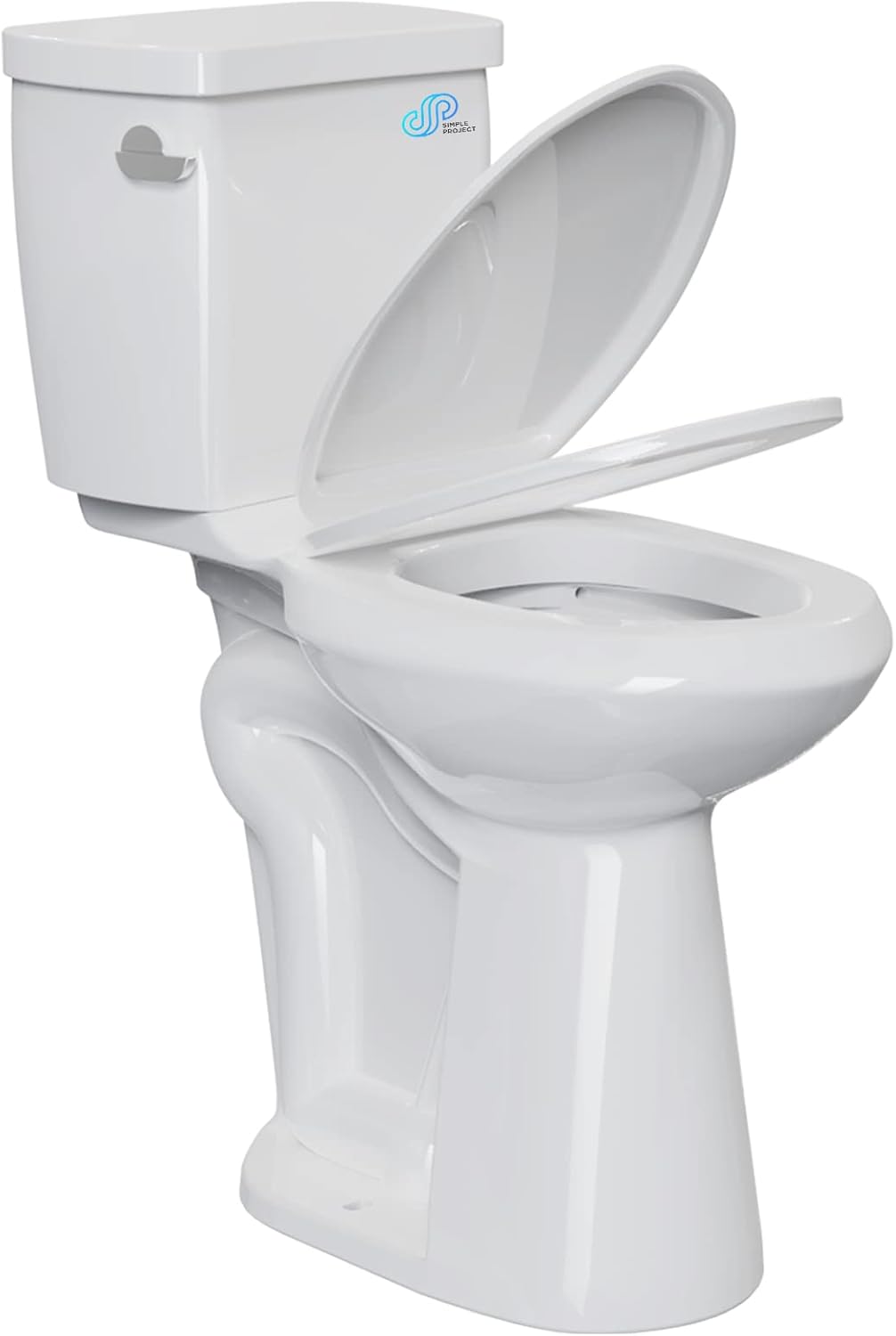 Simple Project 21 Inch High Toilet Elongated With Comfort Chair Seat, 1.28 Gpf Powerful Single Flush Extra Tall Toilet, 12 Inch Rough In Bathrooms Comfort Height Toilet for Seniors & Tall Person