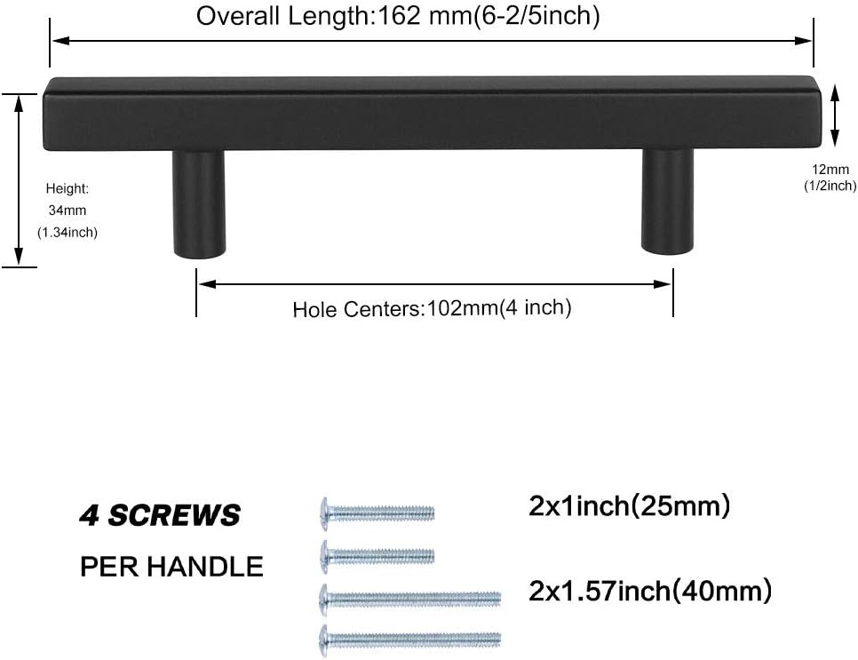 Peaha Case of 50, Cabinet Pulls 4in Drawer Handle - PHJ22BK102 Black Handles for Dresser Drawers Kitchen Cabinets File Hardware