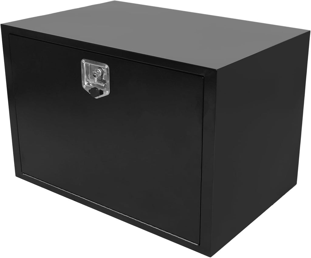 Confote Black Steel Underbody Truck Tool Box with T-Handle Lock, Heavy Duty Truck Storage Organizer - Waterproof, 36' x 23' x 23' inch