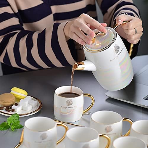 Beverage Serveware Tea set home restaurant simple ceramic gold-rimmed coffee cup afternoon teapot cup combination Water Carafe