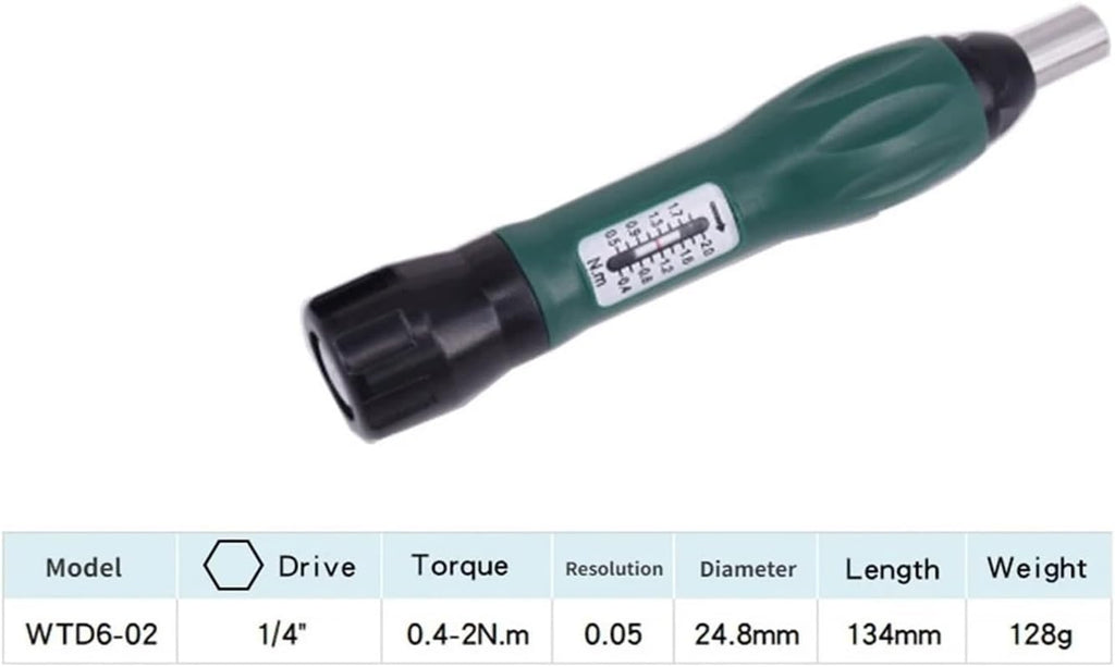 Digital Torque Wrench, High Precision Adjustable Torque Screwdriver 0.4-10NM 1/4 Hexagonal Hole Reaches The Preset Value And Is Non-slip,Electronic(0.4-2NM)