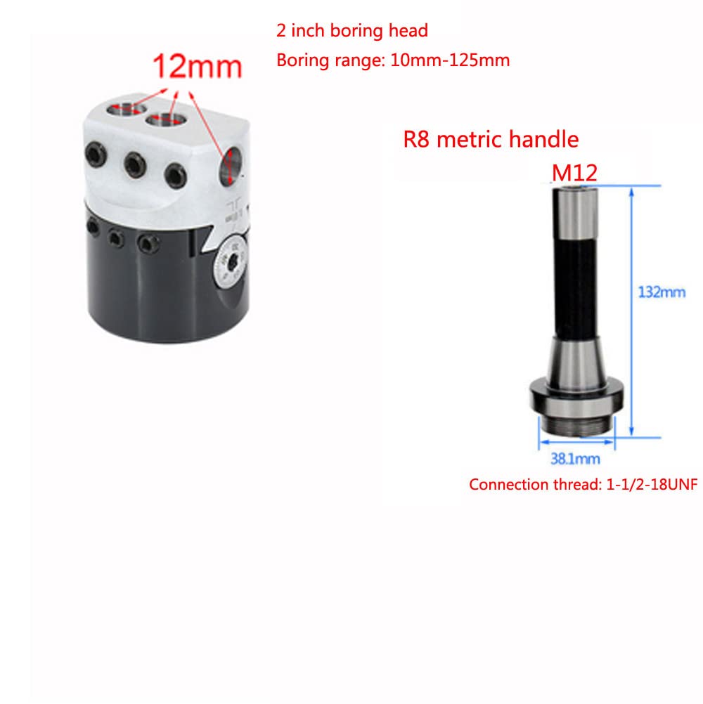 R8 (M12) -2 inch Set, (R8-2 inch Boring Head +6pcs Machine clamp Tool bar (with Blade))