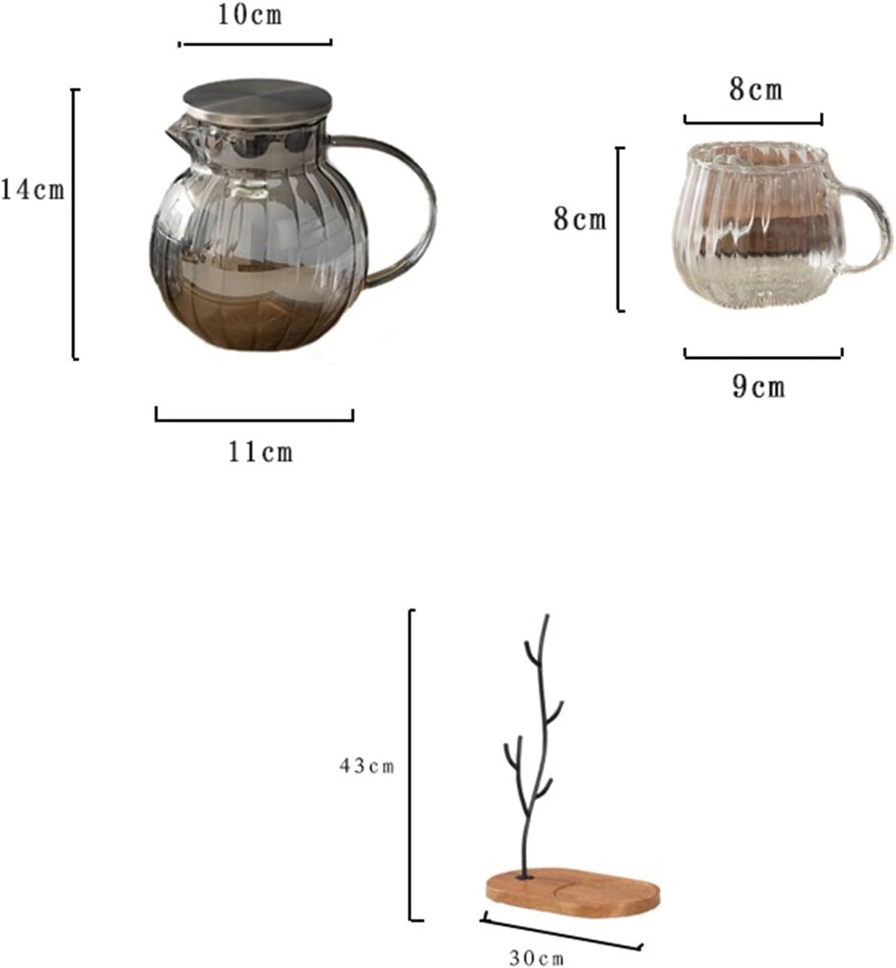 Beverage Serveware Hot and cold kettle glass cold kettle hot water kettle living room home coffee table water cup teapot set Water Carafe(Gris)