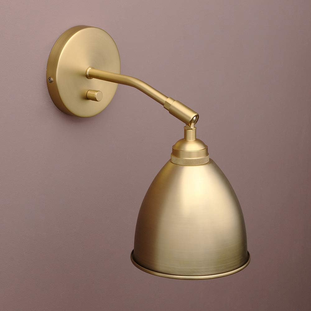Yosoan Gold Wall Sconce Set of 2, Modern Brass Indoor Light Lights Lighting Fixtures with Metal Shade, Home Decor Wall Mount Swing Arm Lamp for Bedroom Bedside Kitchen Hallway Living