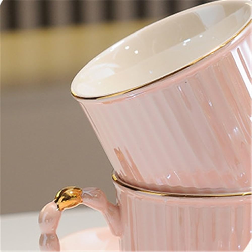 Beverage Serveware Water Kettle Set, European and American Style Ceramic Tea Set for Home Living Room, Water Utensils Water Carafe(Pink)