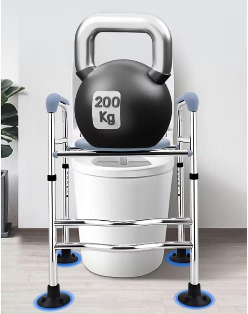 Toilet Seat Riser with Arms, Elevated Commode Safety Frame for Elderly, Handicap & Disabled, Bathroom Toilet Safety with Adjustable Height