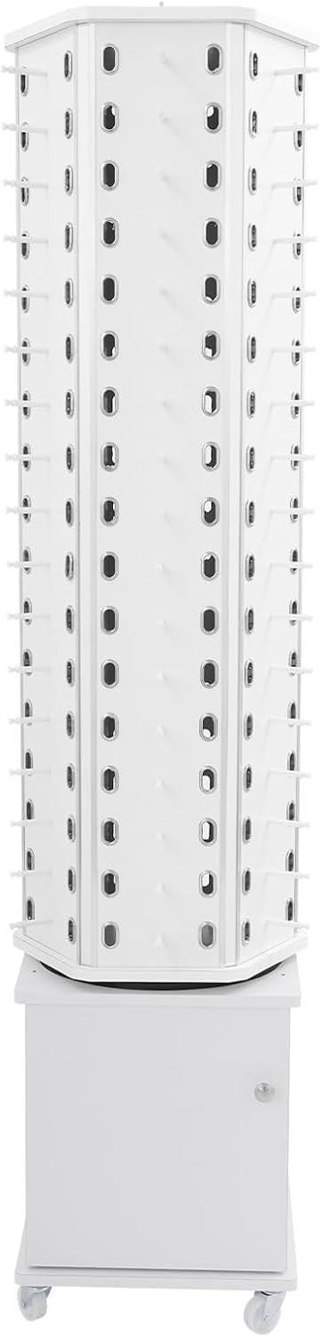 102 Pairs Rotating Glasses Display Stand, Eyewear Storage Organizer with Cabinet & Wheels, Commercial Sunglasses Display Rack, Optical Shop Glasses Holder (White)