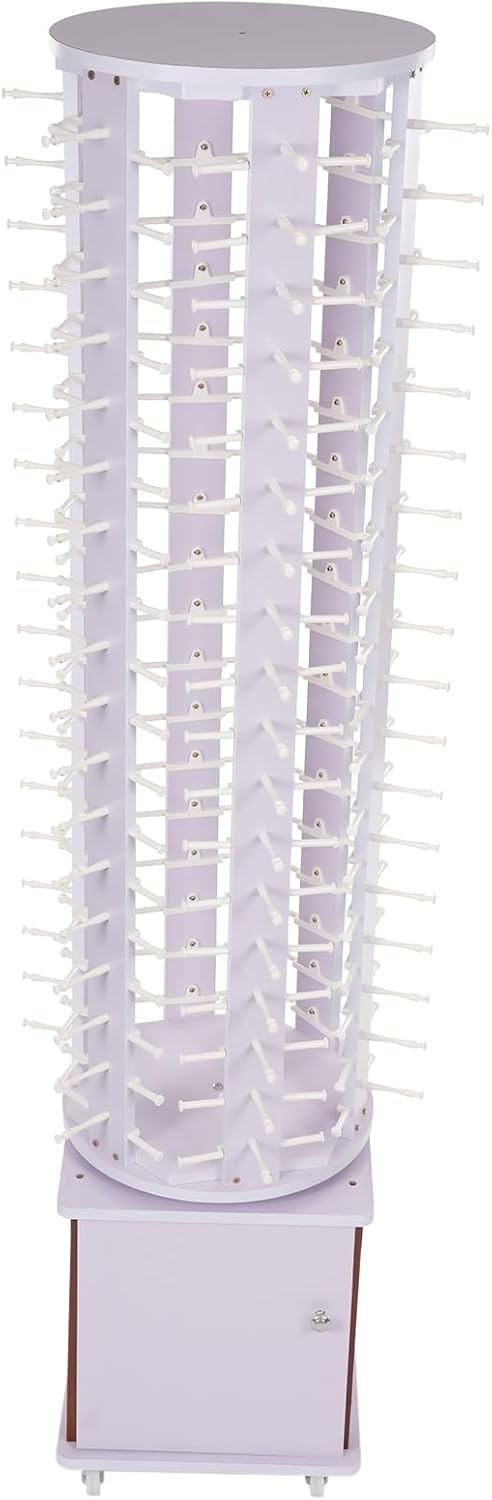 108 Pairs Sunglass Display Stand Retail 360° Rotating Glasses Holder Rack, Freestanding Sunglasses Holder Organizer with Rolling Storage Cabinet (Lilac)