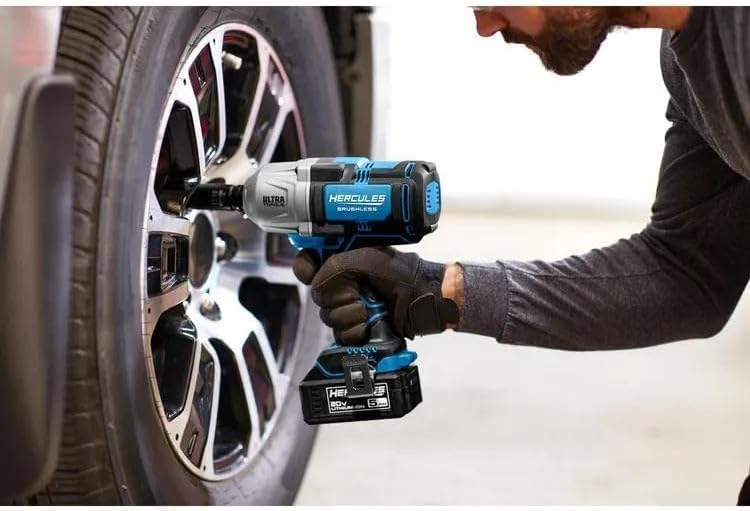 Fits HERCULES 20V Brushless Cordless 1/2 in Ultra Torque Impact Wrench Kit with 5 Ah Battery & Charger, 1500 ft-lbs Bolt Breakaway Torque, 1000 ft-lbs Fastening Torque, Var. Speed Trigger, LED Light