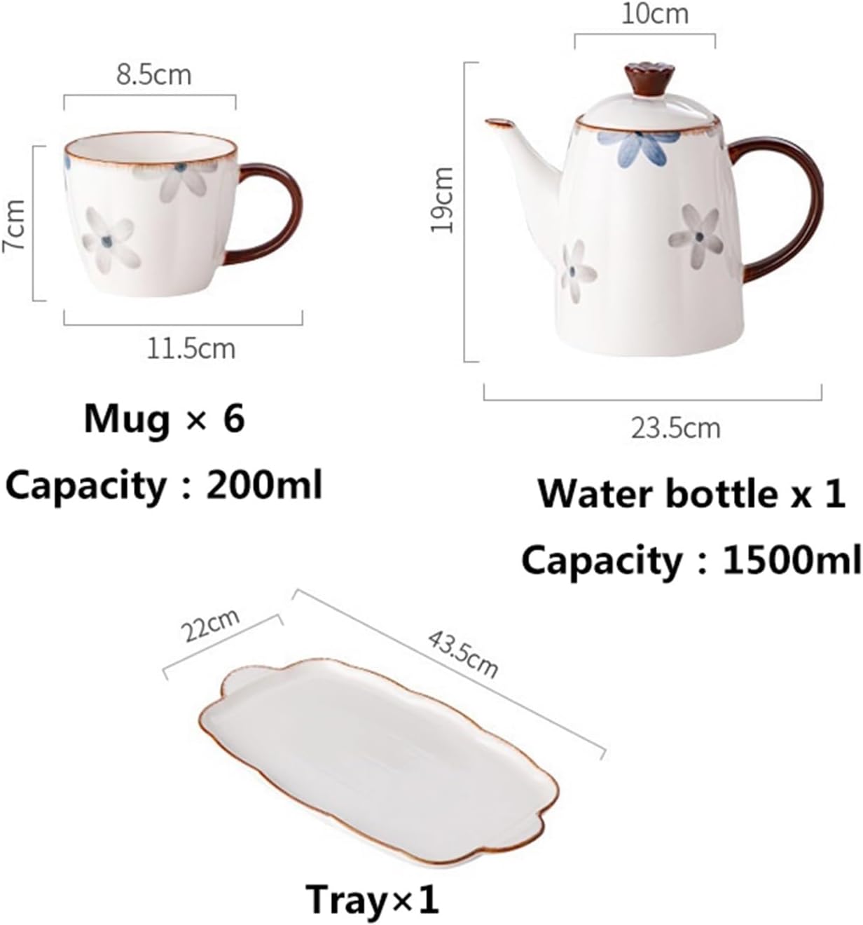 Beverage Serveware Ceramic cold kettle water set creative tea set coffee set souvenir 8-piece set gift tea party essentials Water Carafe