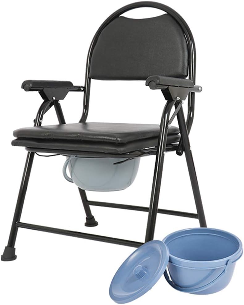 3 in 1 Bedside Commode Toilet Seat - Heavy Duty Bariatric Potty and Shower Chair for Disabled Elderly, Features Padded Cushion and Non-Slip Leg Pads for Safety and Comfort