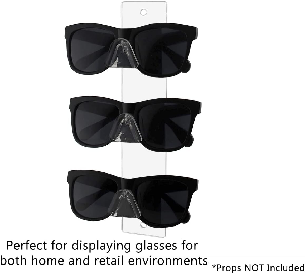 Marketing Holders 24 Pack Eyewear Holder 3 Pair Wall Mount with Hardware for Department Stores Fashion Retailers Eyeglass Outlets Easy Access Clear Acrylic Rack