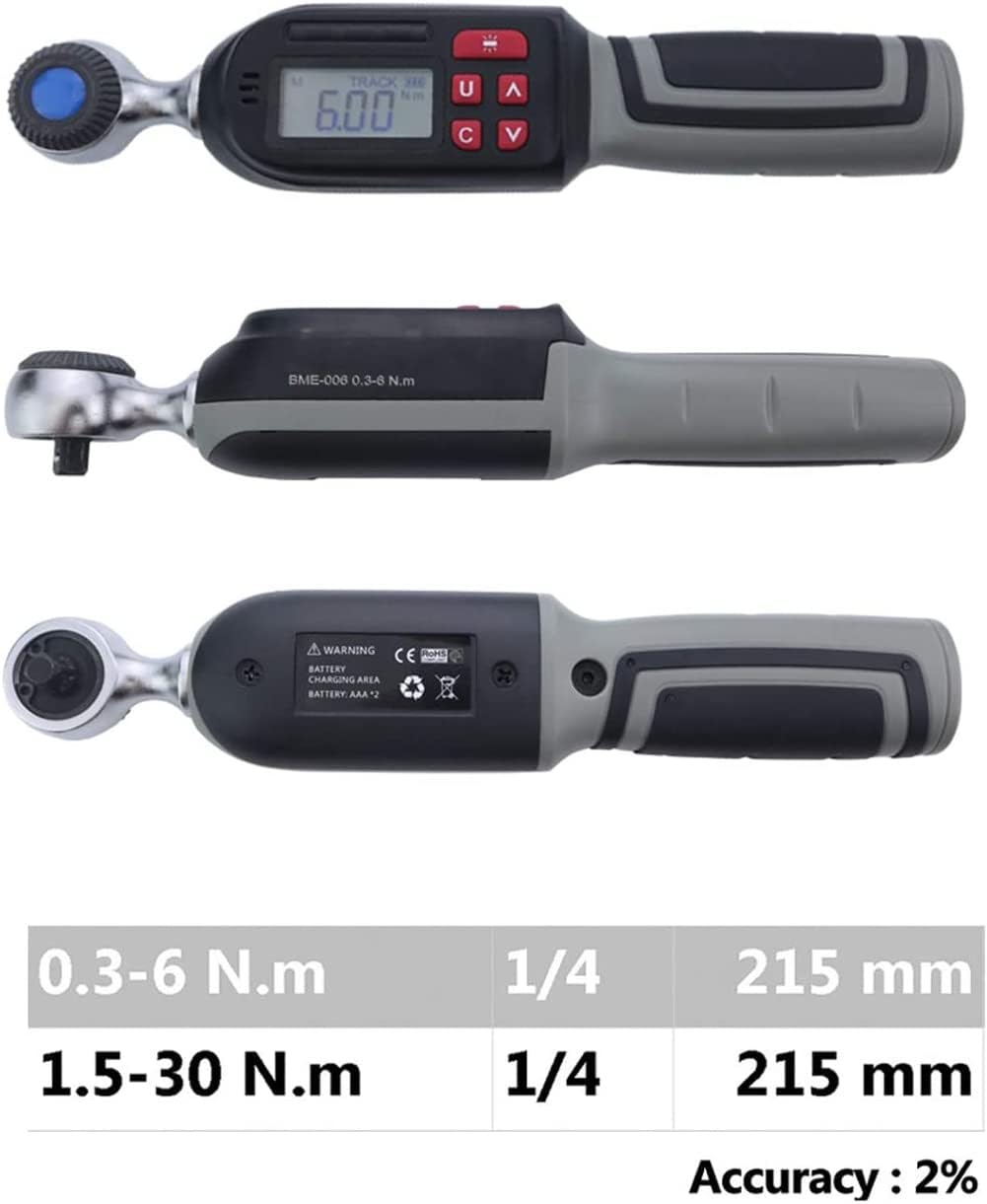 Digital Torque Wrench 1/4 Inch with Buzzer & LED Display, Sound & Light Alarm, Short Handle, for Precise Torque Measurement & Easy Use (0.6)