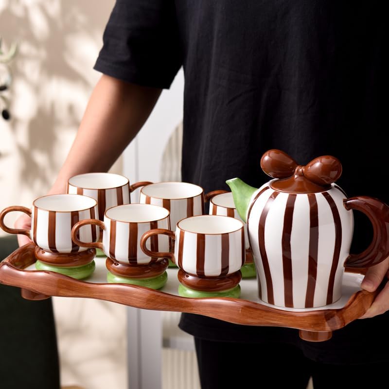 Beverage Serveware Necessary tea set for home, household tea cup, living room water cup, ceramic cold kettle, water set Water Carafe