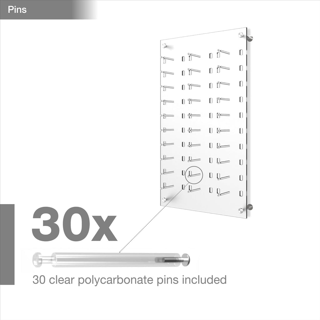 Optical Display for 30 Eyewear Frames - Wall Mount Acrylic Eyewear or Sunglass Display Package in Frosted White – 31.75' (H) X 18.5' (W)