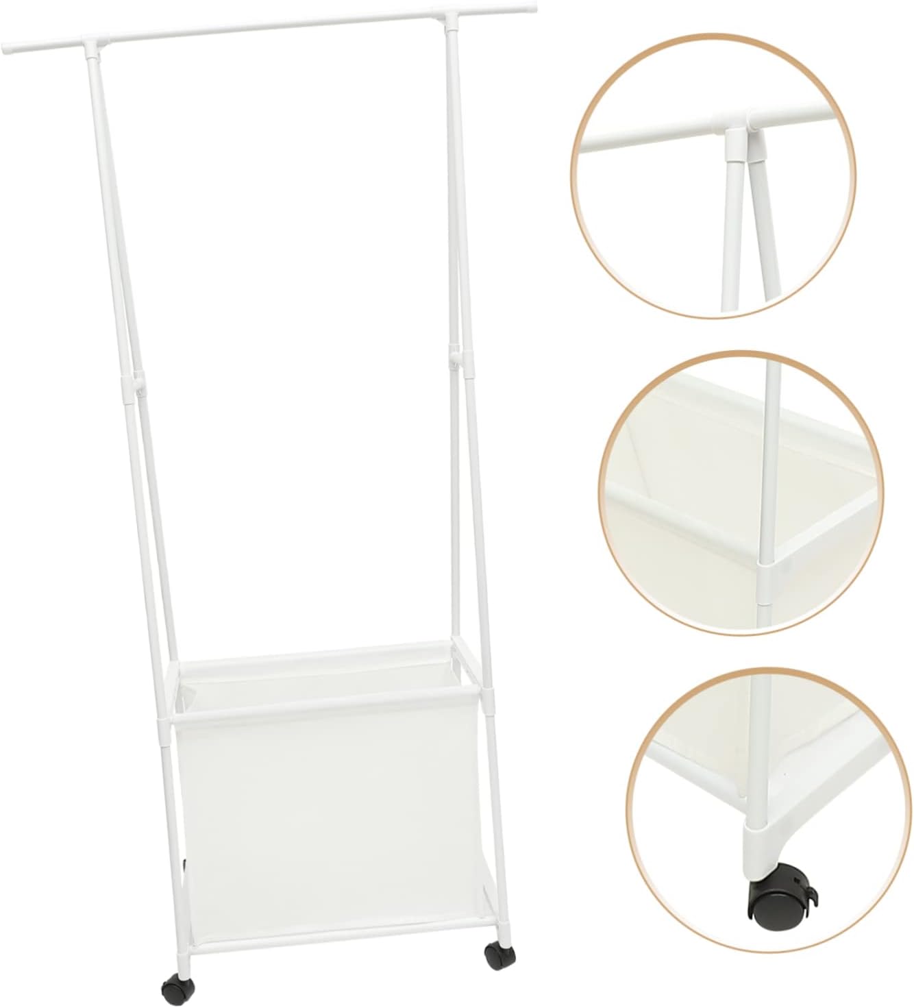 Garment Rack Wheels Stand for Clothes Hats and Shoes Versatile Freestanding Coat Rack for Living Room Bedroom and Dorm Use