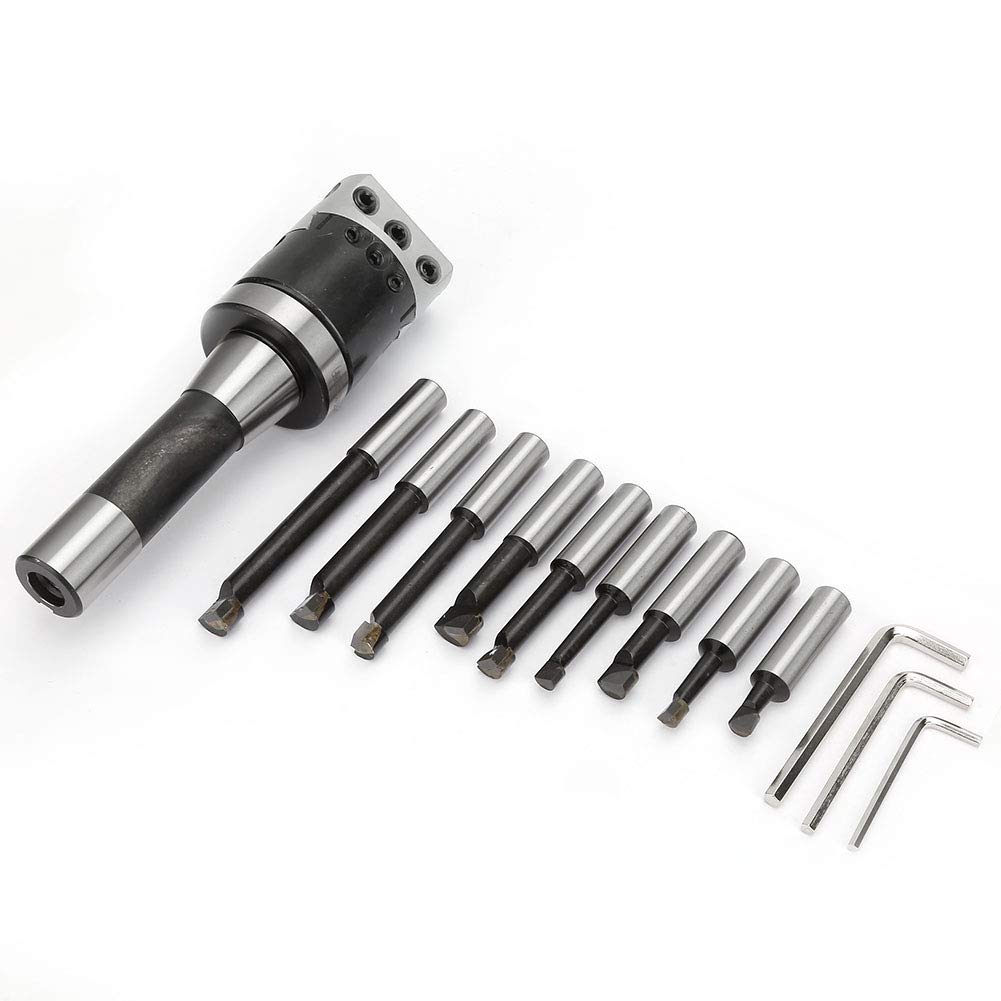 13 Pcs Indexable Metal Lathe Turning Tool, Boring Head Set, Carbide Boring Bar Set, Carbon Steel, Suitable for Semi Finishing and Finishing