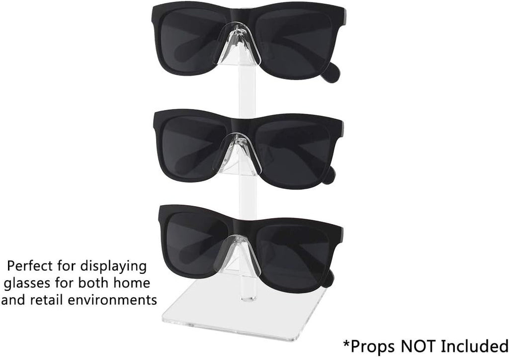 Marketing Holders 6 Pack Eyewear Holder Tabletop Organizer Stand Holds 3 Pairs of Sunglasses or Eyeglasses Clear Acrylic with Square Base for Boutiques Gift Shops Opticians and Retail Stores