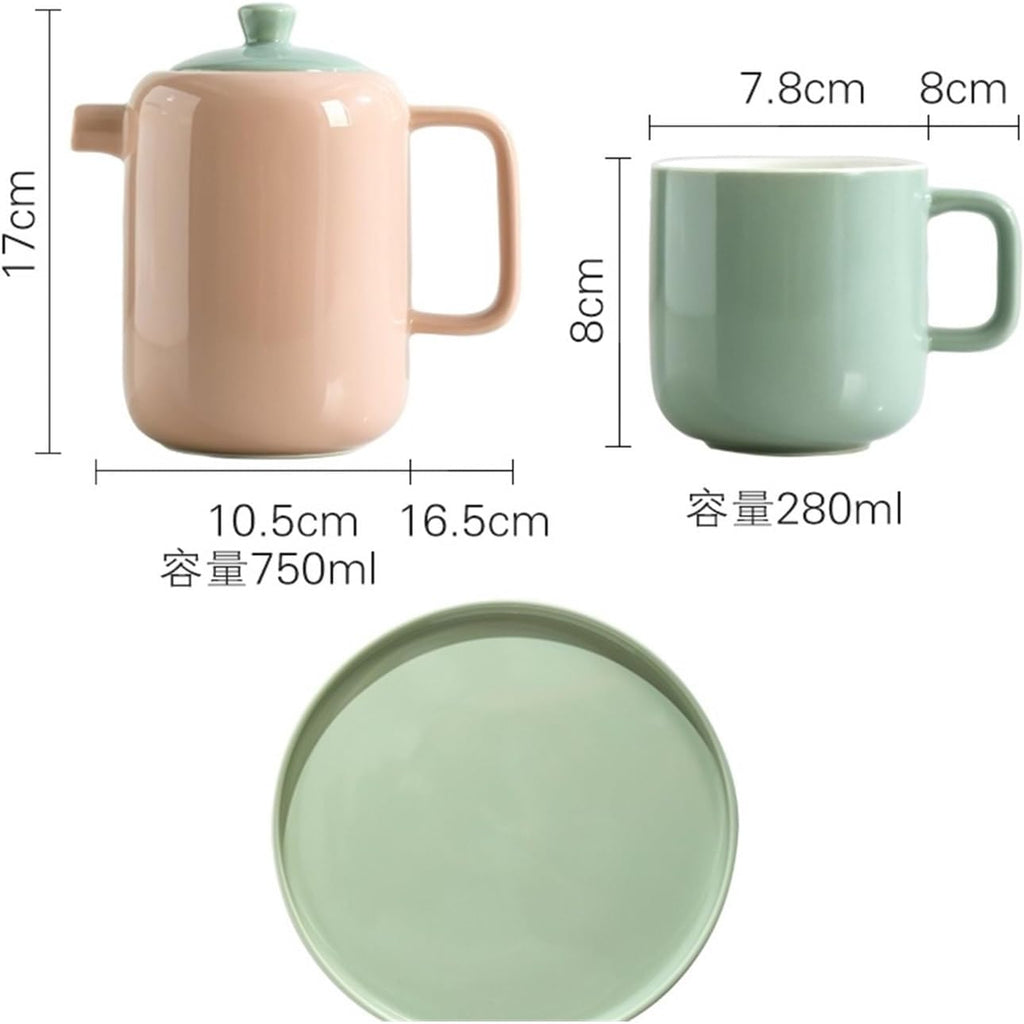 Beverage Serveware Water Cup Tea Set Household Creative Set Cup Ceramic Water Set Tea Cup Living Room Family Cup Water Carafe(Pink)