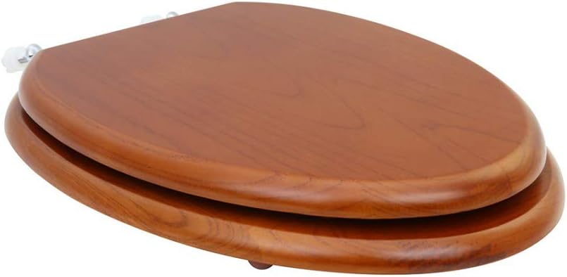 Renovators Supply Manufacturing Light Mahogany Wooden Toilet Seat Elongated Toilet Seat With Chrome Hinges And Non Slip Bumper