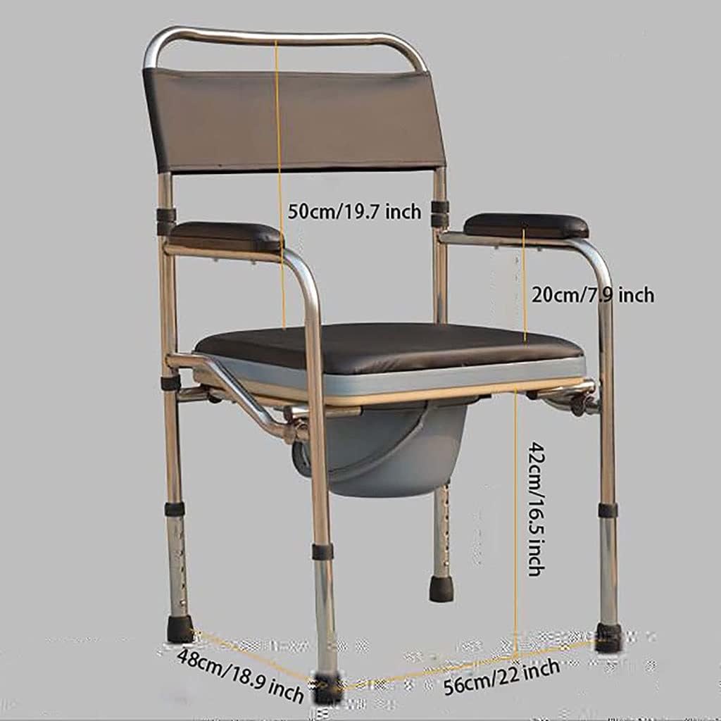 Folding Lightweight Commode Folding Bedside Commode Chair Stainless Steel Travel Toilet Seat Heavy Duty Shower Chair with Backrest and Armrests for Elderly Commode Toilet Chair Sea
