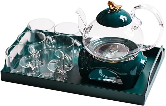 Beverage Serveware Flower tea cup set fruit flower teapot set glass flower teapot set heat-resistant base heating Water Carafe