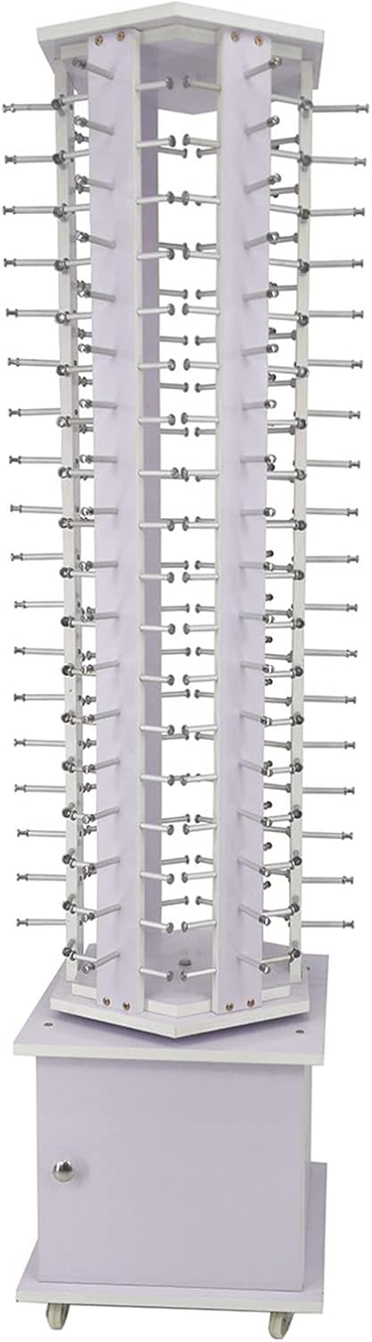 Mobile Floor Standing Rotating Storage Display Stand Organizer,Wooden Retail Sunglass Display Rack 72-108 Pairs Eyewear Holder,72 Pairs White