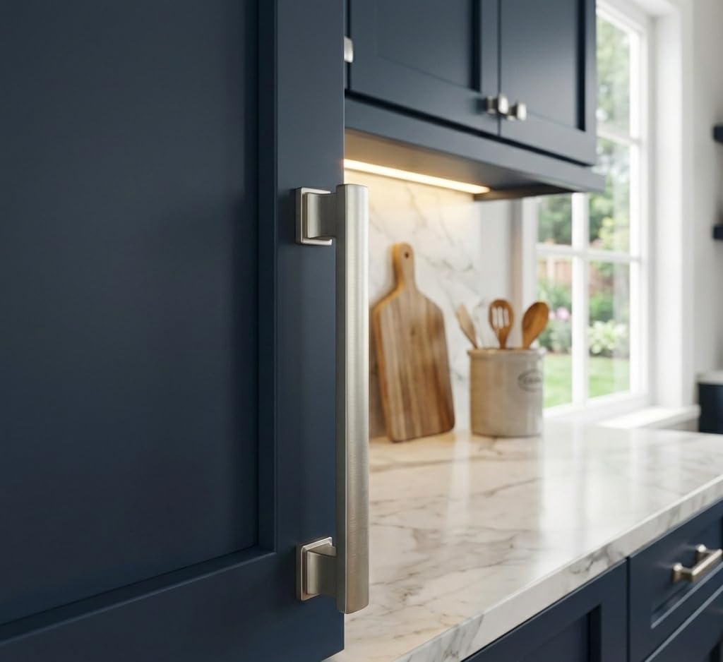 Cosmas 25 Pack 702-4SN Satin Nickel Contemporary Cabinet Hardware Handle Pull - 4' Inch Hole Centers