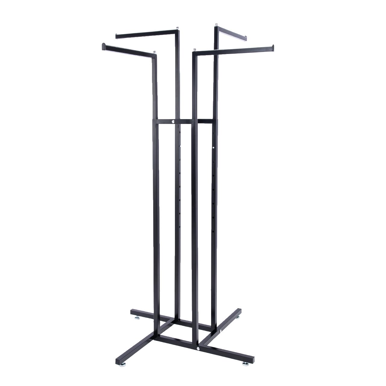 SSWBasics 4 Way Clothing Display Rack with Straight Arms (Black)