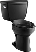 Kohler K-3493-7 Highline Classic Pressure Lite Comfort Height Elongated 1.4 gpf Toilet with Left-Hand Trip Lever, Less Seat, Black Black