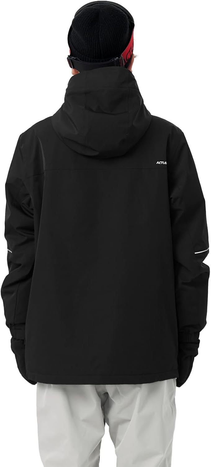 Mens Pullover Snowboard Jacket Waterproof Hooded Insulated Ski Jacket Warm Winter Snow Coat